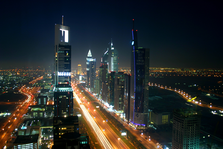 Dubai skyline at night